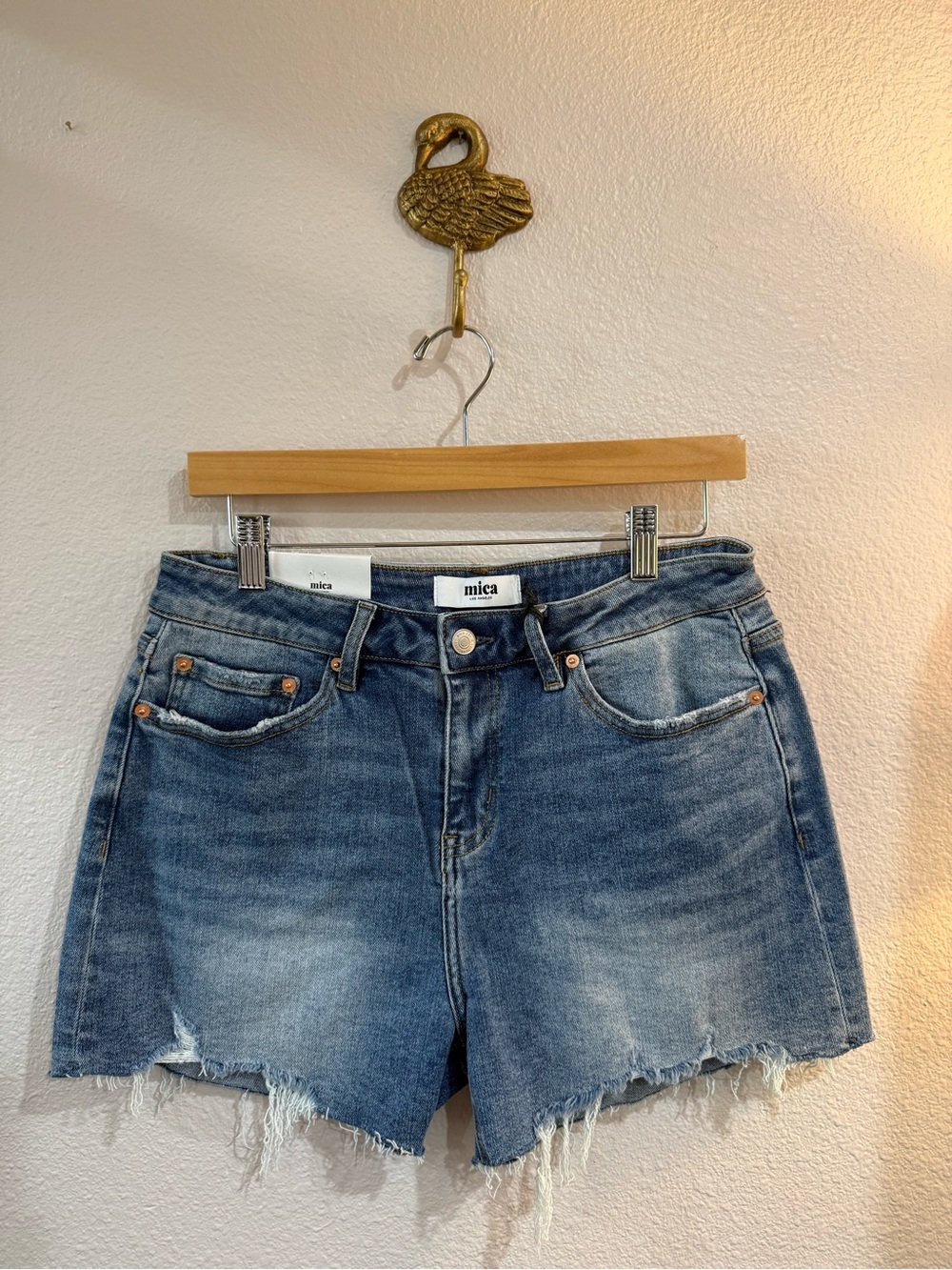 MICA Cutoff Denim Shorts in Medium Blue